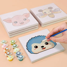 Load image into Gallery viewer, Mini Paint by numbers 15x15cm (6 pieces) - Cute Animal Faces 2