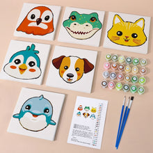 Load image into Gallery viewer, Mini Paint by numbers 15x15cm (6 pieces) - Cute Animal Faces 3