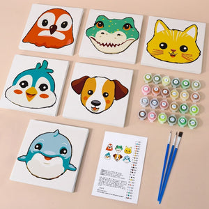 Paint by Numbers – 6 Canvas Set | Cute Animal Faces 3