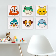 Load image into Gallery viewer, Mini Paint by numbers 15x15cm (6 pieces) - Cute Animal Faces 3