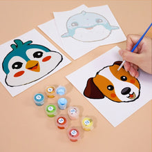 Load image into Gallery viewer, Mini Paint by numbers 15x15cm (6 pieces) - Cute Animal Faces 3