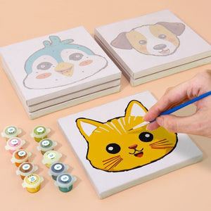 Paint by Numbers – 6 Canvas Set | Cute Animal Faces 3
