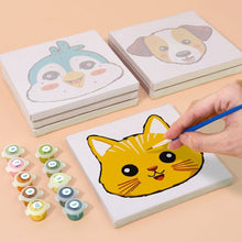 Load image into Gallery viewer, Mini Paint by numbers 15x15cm (6 pieces) - Cute Animal Faces 3