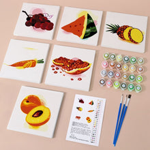 Load image into Gallery viewer, Mini Paint by numbers 15x15cm (6 pieces) - Fruits and Veggies