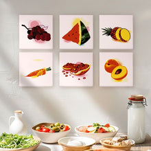 Load image into Gallery viewer, Mini Paint by numbers 15x15cm (6 pieces) - Fruits and Veggies