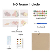 Load image into Gallery viewer, Mini Paint by numbers 15x15cm (6 pieces) - Fruits and Veggies