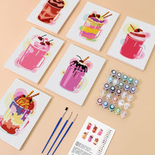 Load image into Gallery viewer, Mini Paint by numbers 15x20cm (6 pieces) - Milkshakes