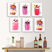 Load image into Gallery viewer, Mini Paint by numbers 15x20cm (6 pieces) - Milkshakes