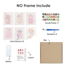 Load image into Gallery viewer, Mini Paint by numbers 15x20cm (6 pieces) - Milkshakes