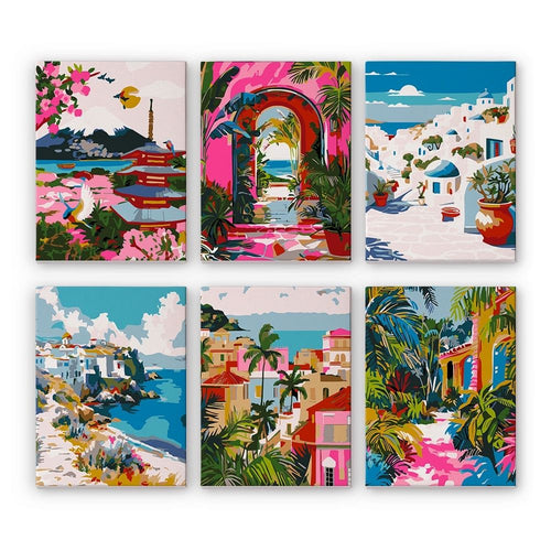 Paint by Numbers – 6 Canvas Set | Mediterranean Scenes Figured'Art