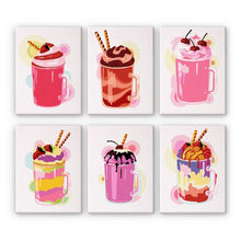Load image into Gallery viewer, Paint by Numbers – 6 Canvas Set | Colorful Milkshakes Figured'Art