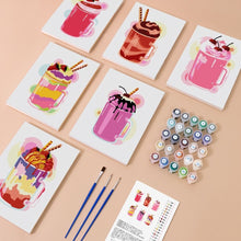 Load image into Gallery viewer, Mini Paint by numbers 15x20cm (6 pieces) - Colorful Milkshakes