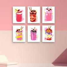Load image into Gallery viewer, Mini Paint by numbers 15x20cm (6 pieces) - Colorful Milkshakes