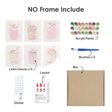 Load image into Gallery viewer, Mini Paint by numbers 15x20cm (6 pieces) - Colorful Milkshakes
