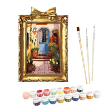 Load image into Gallery viewer, Mini Paint by number with frame - Mediterranean Courtyard Figured'Art