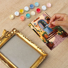 Load image into Gallery viewer, Mini Paint by number with frame - Mediterranean Courtyard
