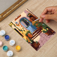 Load image into Gallery viewer, Mini Paint by number with frame - Mediterranean Courtyard