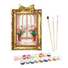 Load image into Gallery viewer, Mini Paint by number with frame - Blooming Window Figured'Art
