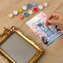 Load image into Gallery viewer, Mini Paint by number with frame - Blossoms by the Blue Door