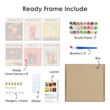 Load image into Gallery viewer, Mini Paint by numbers 15x20cm (6 pieces) - Modern Bar Mixology Art Series 3