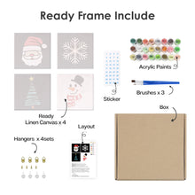 Load image into Gallery viewer, Mini Paint by numbers 15x15cm (4 pieces) - Classic Christmas Icons 1