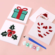 Load image into Gallery viewer, Mini Paint by numbers 15x15cm (4 pieces) - Classic Christmas Icons 2