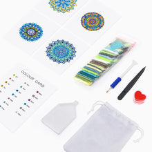 Load image into Gallery viewer, Mini Diamond Painting 15x20cm (4 pieces) - Crystal Mandalas in Blue