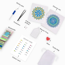 Load image into Gallery viewer, Mini Diamond Painting 15x20cm (4 pieces) - Crystal Mandalas in Blue
