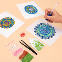 Load image into Gallery viewer, Mini Diamond Painting 15x20cm (4 pieces) - Crystal Mandalas in Blue