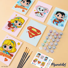 Load image into Gallery viewer, Mini Paint by Numbers Set 15x20cm (6 pieces) - Superman and Supergirl