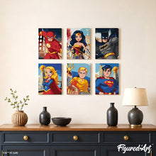 Load image into Gallery viewer, Mini Paint by Numbers Set 15x20cm (6 pieces) - Justice League Heroes