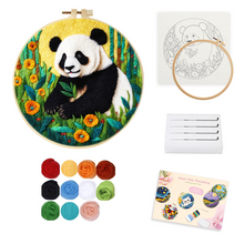 Load image into Gallery viewer, Needle Felting - Panda in a Sunflower Field
