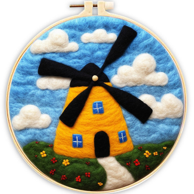 Still -Colorful newest Felted Wool Windmill Painting