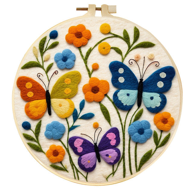 Needle Felting kit - Butterflies Among Flowers