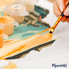 Load image into Gallery viewer, Mini Paint by numbers Bull Art-Deco Inspired Abstract 20x20cm already framed