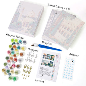 Mini Paint by numbers 15x20cm (6 pieces) - Mediterranean Dreams
