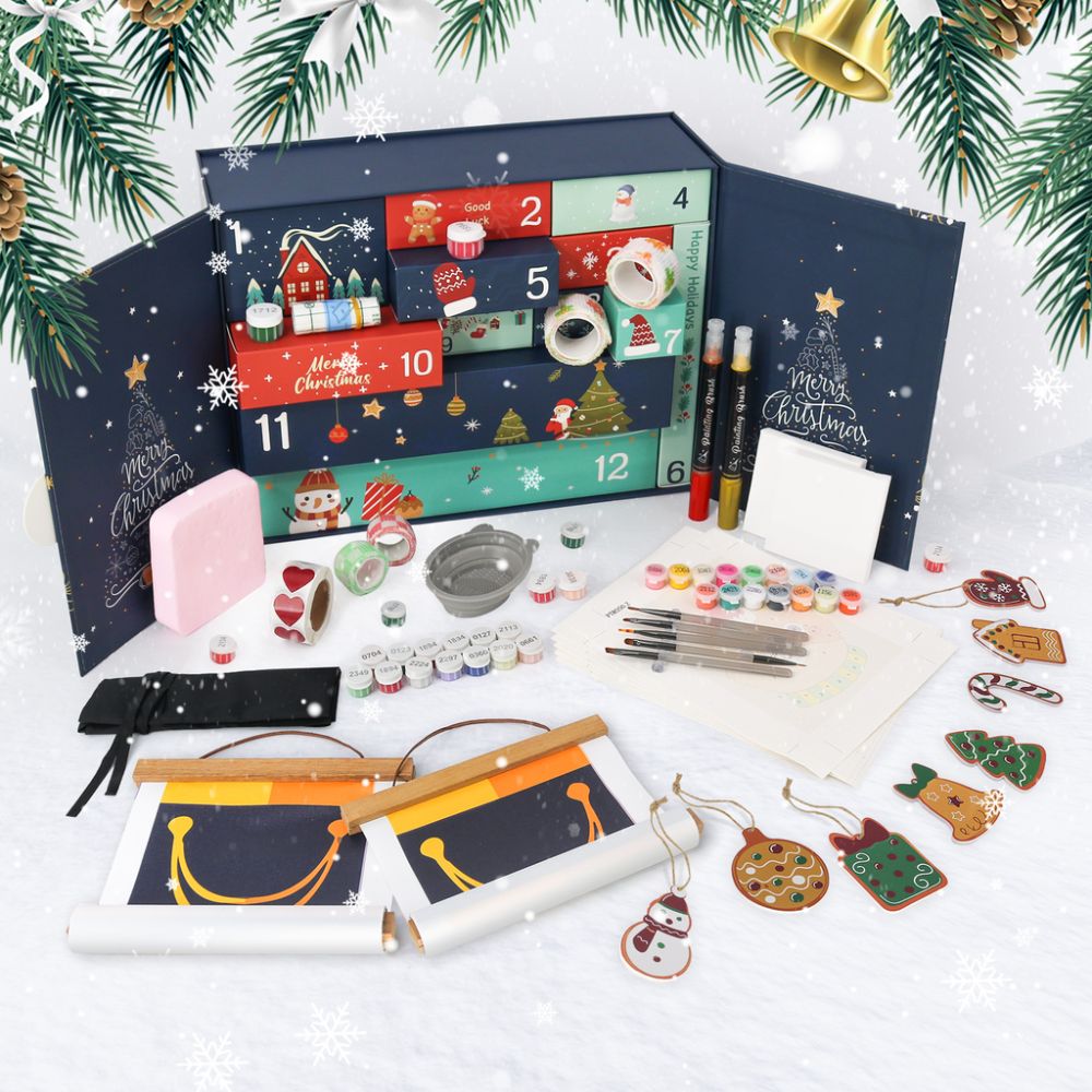 Paint by Numbers Advent Calendar 2025 - Merry Christmas (Blu-12 boxes) Figured'Art
