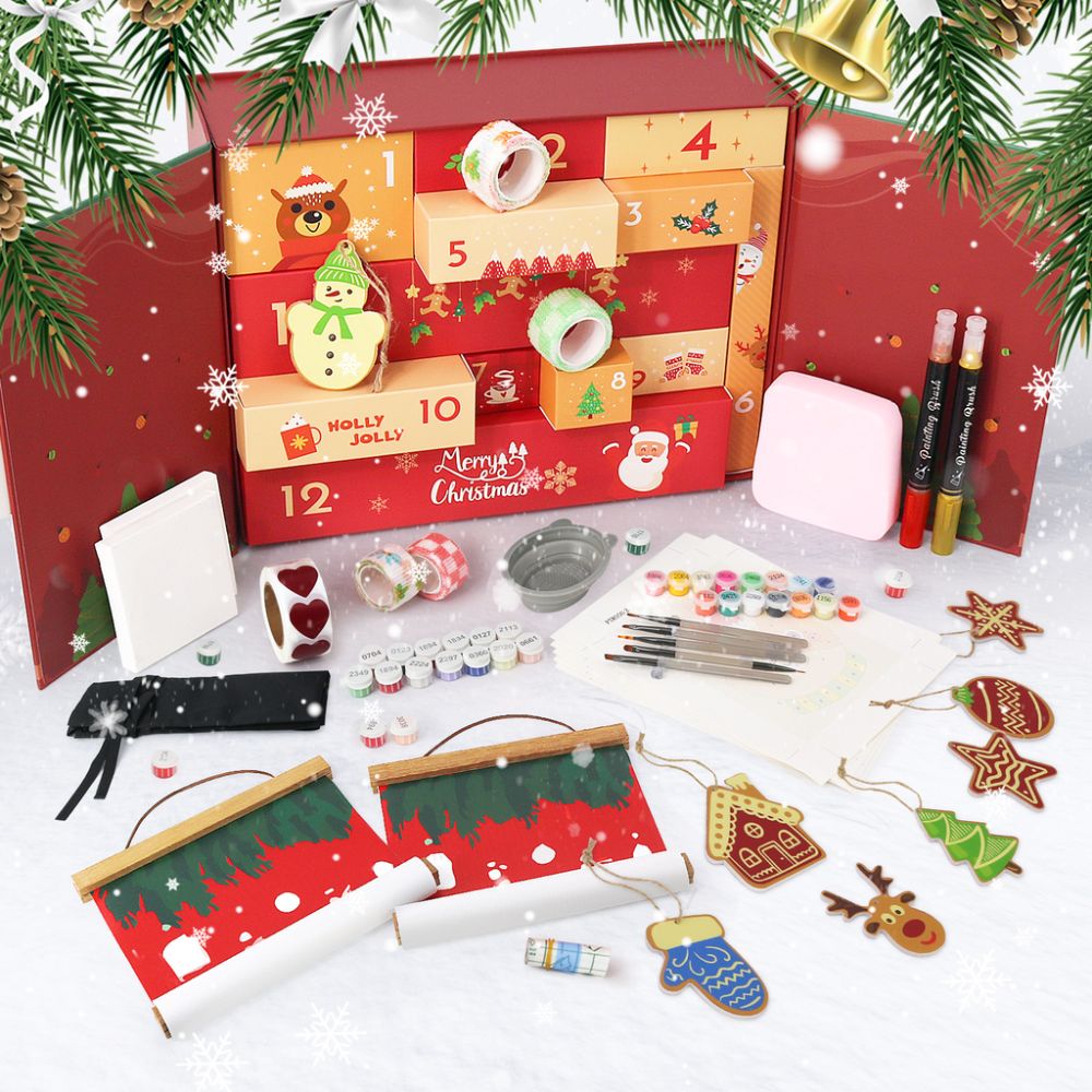 Paint by Numbers Advent Calendar 2025 - Holly Jolly (Red-12 boxes) Figured'Art