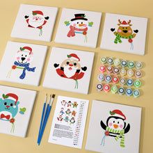Load image into Gallery viewer, Mini Paint by numbers 15x15cm (9 pieces) - Cute Christmas Characters
