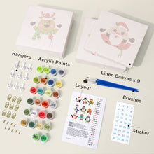 Load image into Gallery viewer, Mini Paint by numbers 15x15cm (9 pieces) - Cute Christmas Characters