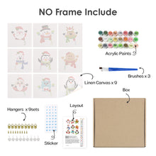 Load image into Gallery viewer, Mini Paint by numbers 15x15cm (9 pieces) - Cute Christmas Characters