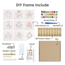 Load image into Gallery viewer, Mini Paint by numbers 15x15cm (9 pieces) - Cute Christmas Characters