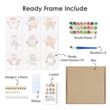 Load image into Gallery viewer, Mini Paint by numbers 15x15cm (9 pieces) - Cute Christmas Characters