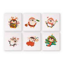 Load image into Gallery viewer, Mini Paint by numbers 15x15cm (6 pieces) - Christmas Winter Penguin