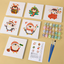 Load image into Gallery viewer, Mini Paint by numbers 15x15cm (6 pieces) - Christmas Winter Penguin