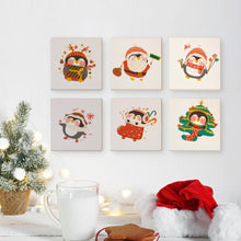 Load image into Gallery viewer, Mini Paint by numbers 15x15cm (6 pieces) - Christmas Winter Penguin