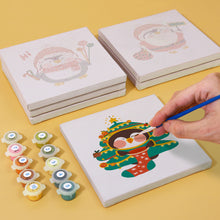 Load image into Gallery viewer, Mini Paint by numbers 15x15cm (6 pieces) - Christmas Winter Penguin