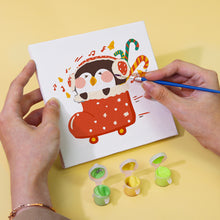 Load image into Gallery viewer, Mini Paint by numbers 15x15cm (6 pieces) - Christmas Winter Penguin