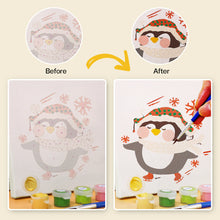Load image into Gallery viewer, Mini Paint by numbers 15x15cm (6 pieces) - Christmas Winter Penguin
