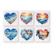 Load image into Gallery viewer, Mini Paint by numbers 15x15cm (6 pieces) - Romantic Beach Scenes